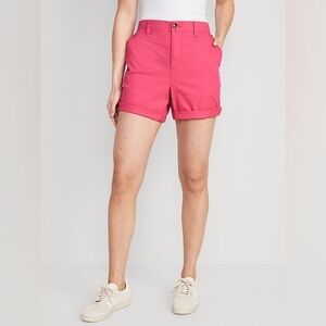 Old Navy Size L Flower Trail (pink) High-Waisted OGC Pull-On Chino Shorts